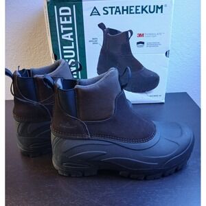Staheekum Mens Yukon Ankle Boot Brown Insulated Waterproof Winter Snow Boots NEW